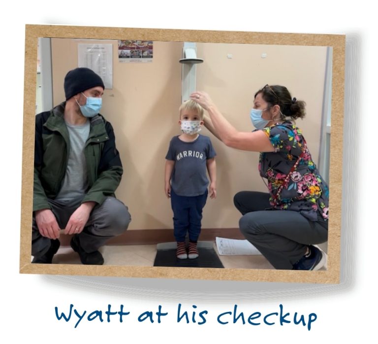 Wyatt at check up with Dad Andrew
