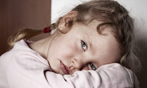 Sad littl girl. Child's problems